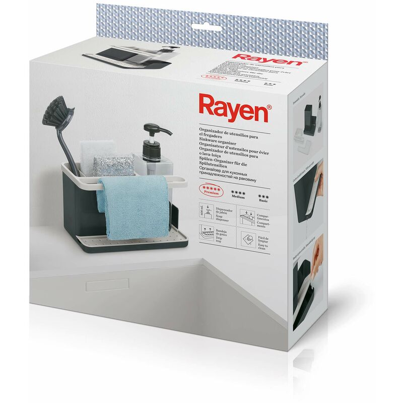 foto del prodotto rayen scolapiatti pieghevole organizzazione efficiente risparmio di spazio fori di drenaggio piedini antiscivolo misure esteso 37,7 x 29,3 x 11,5