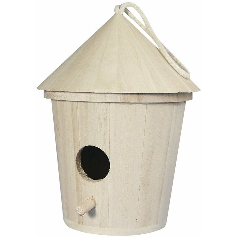 foto del prodotto rayher 62280000 casetta nido mangiatoia per uccelli in legno naturale cilindrica con tetto conico e foro d entrata fsc mix credit, 16 cm