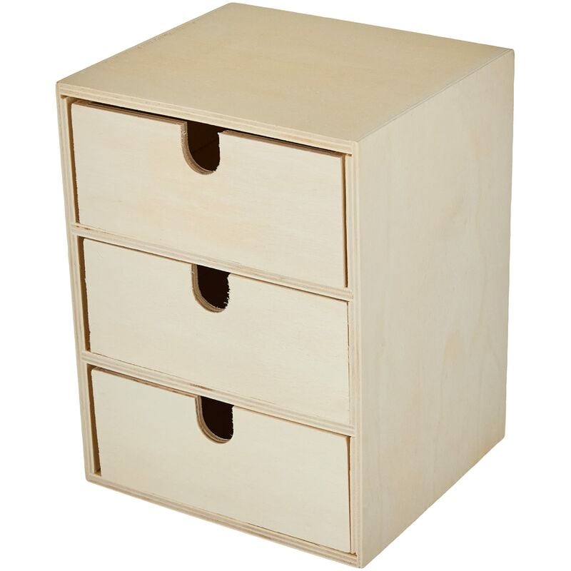 foto del prodotto rayher 62382000 piccola cassettiera in legno, 3 cassetti, per scrivania, 21,5 x 14,5 x 16 cm