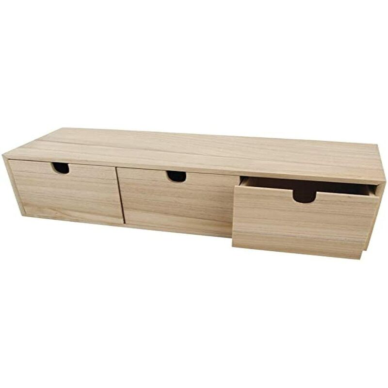 foto del prodotto rayher cassettiera in legno con 3 cassetti, legno naturale non trattato, 37,5x13x11,5 cm, per piccoli oggetti, cancelleria, da colorare e decorare,