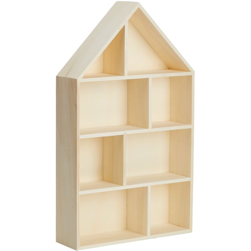 foto del prodotto rayher hobby rayher bacheca portaoggetti a forma di casa, legno fsc, 8 scomparti, 30 x 50 x 8 cm