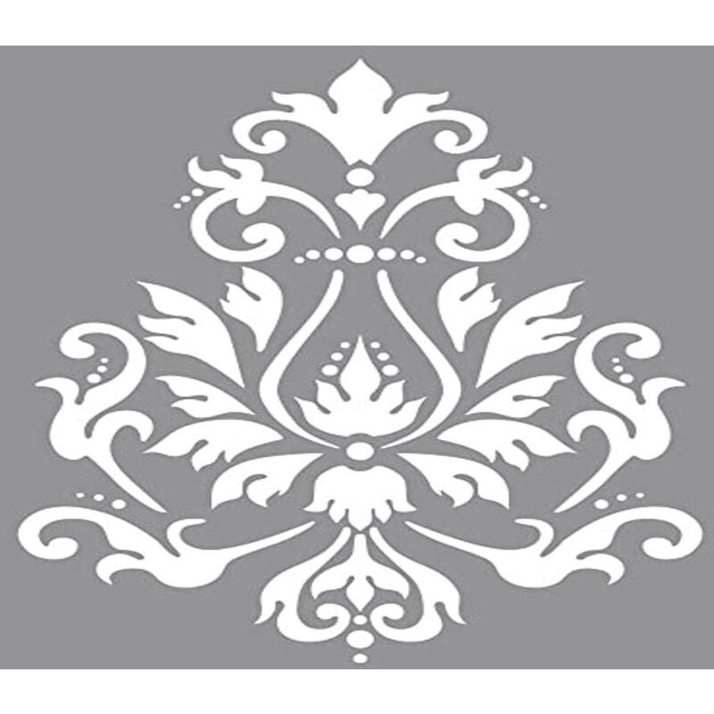 foto del prodotto rayher hobby rayher stencil per pareti, motivo broccato, stampo per pittura, shabby chic, vintage, decorazione murale, 30,5 x 30,5 cm, 1 pz.