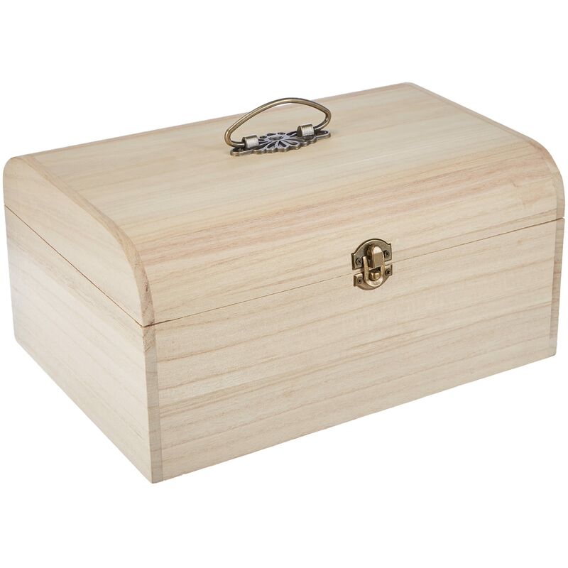 foto del prodotto rayher valigetta in legno con maniglia metallo antico, 29,5 x 20,5 x 14 cm, legno naturale, senza comparti interni, da decorare e colorare, 6166600