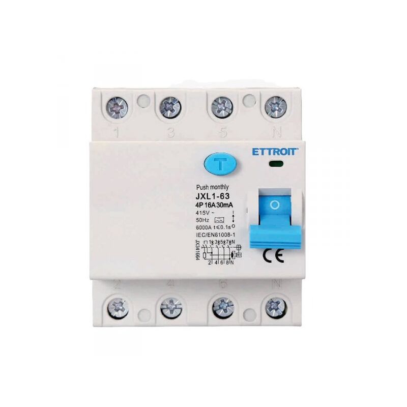 foto del prodotto rccb interruttore differenziale puro tipo a 3p n 4m 6000a 30ma 16a ac 400v ip20 iec61008-1 - ettroit