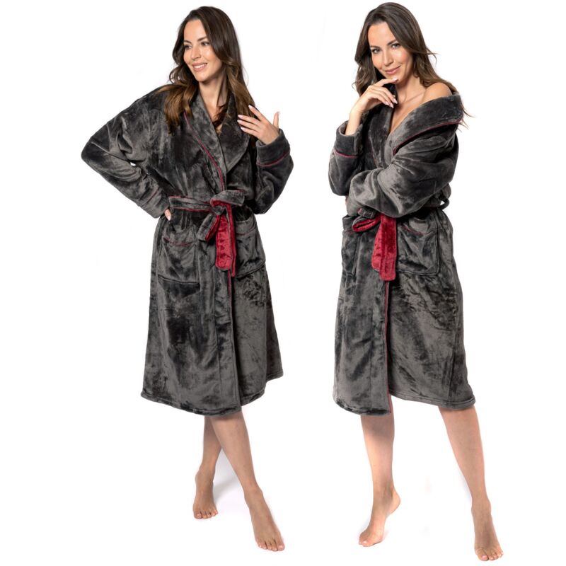 foto del prodotto rea - accappatoio roger donna grigio rosso xl
