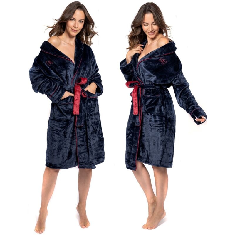 foto del prodotto rea accappatoio roger donna navy rosso xl