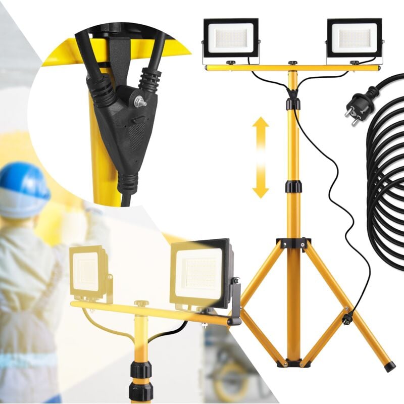foto del prodotto rea alogeno led su treppiede tutumi rsl002 30n yellow 2x30w