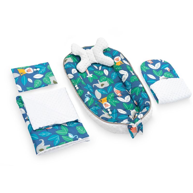 foto del prodotto rea bozzolo per carrello, materasso, cuscino, coperta tutumi jy02 jungle blue 5in1