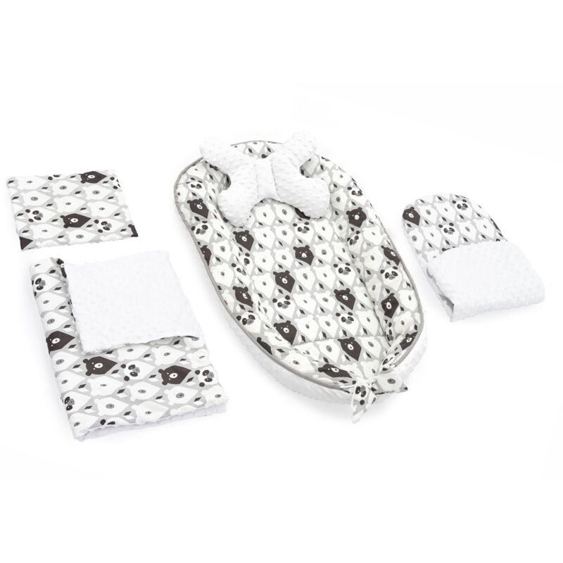 foto del prodotto rea bozzolo per carrello, materasso, cuscino, coperta tutumi jy07 bear white black 5in1