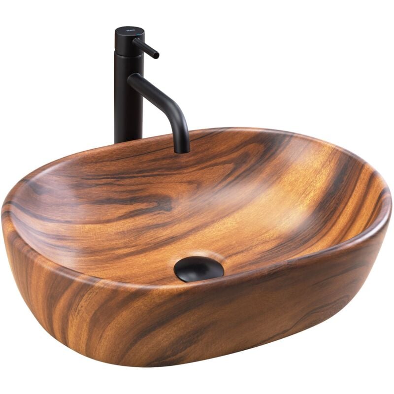 foto del prodotto rea lavabo da appoggio amelia wood matt