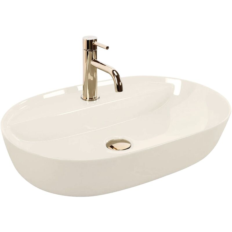 foto del prodotto rea lavabo da appoggio aura 61 ecru shiny