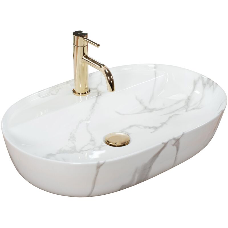 foto del prodotto rea lavabo da appoggio aura marmo shiny