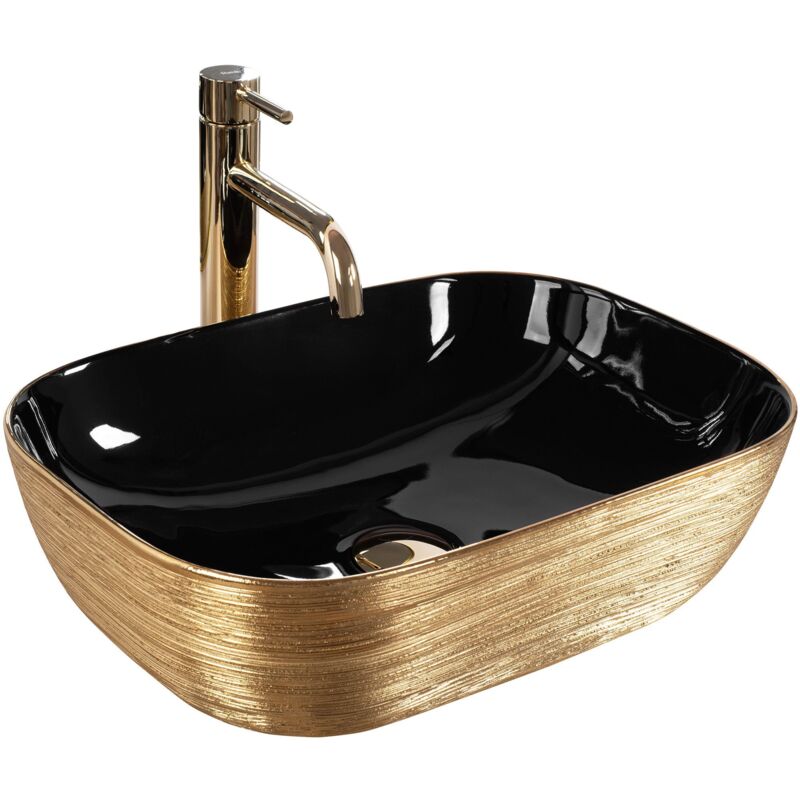 foto del prodotto rea lavabo da appoggio belinda black gold brush