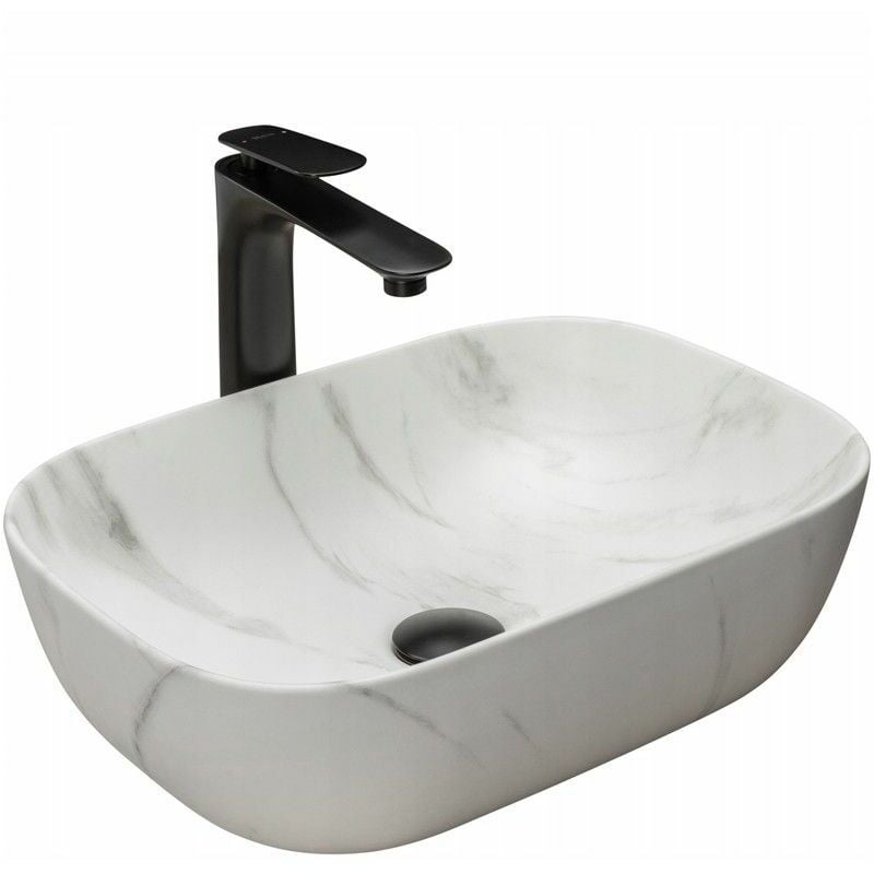foto del prodotto rea lavabo da appoggio belinda black marble mat nero opaco