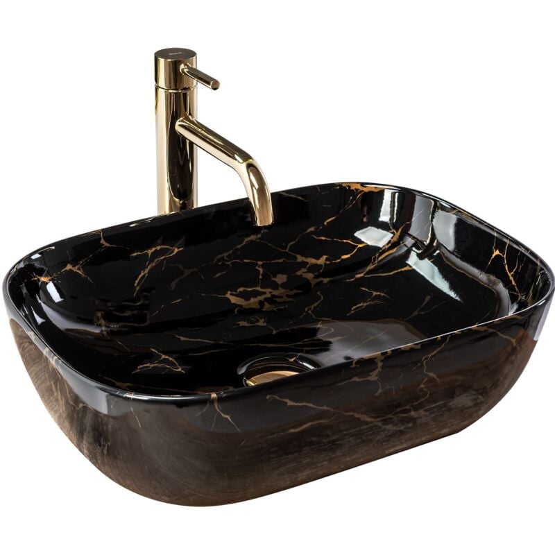 foto del prodotto rea lavabo da appoggio belinda black marble shiny