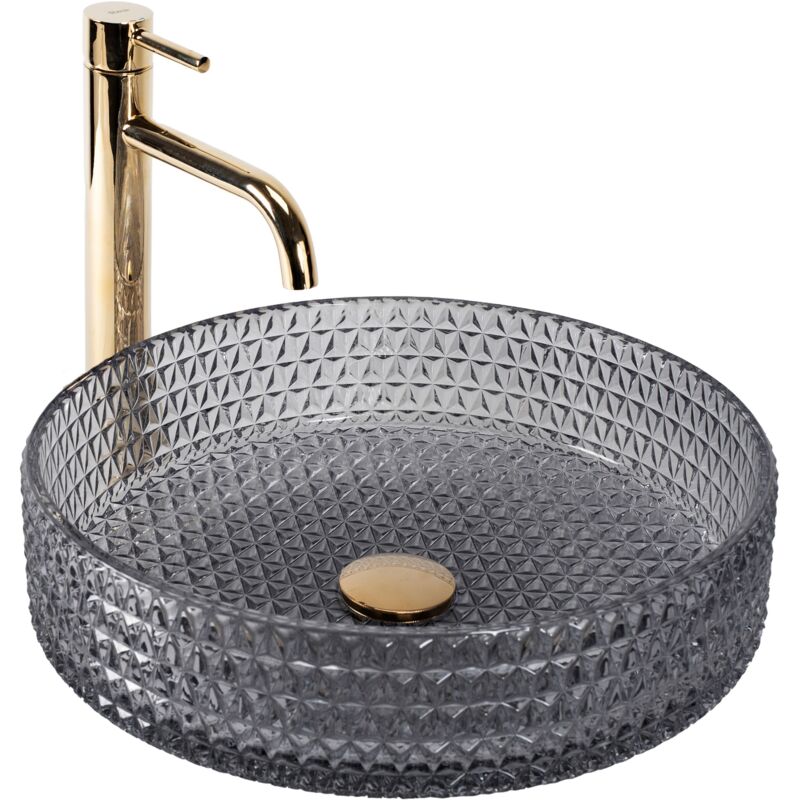 foto del prodotto rea lavabo da appoggio cristal grey 39