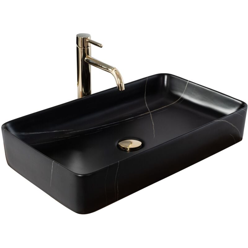 foto del prodotto rea lavabo da appoggio denis black stone matt