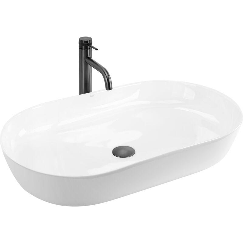 foto del prodotto rea lavabo da appoggio in ceramica cleo 71 white