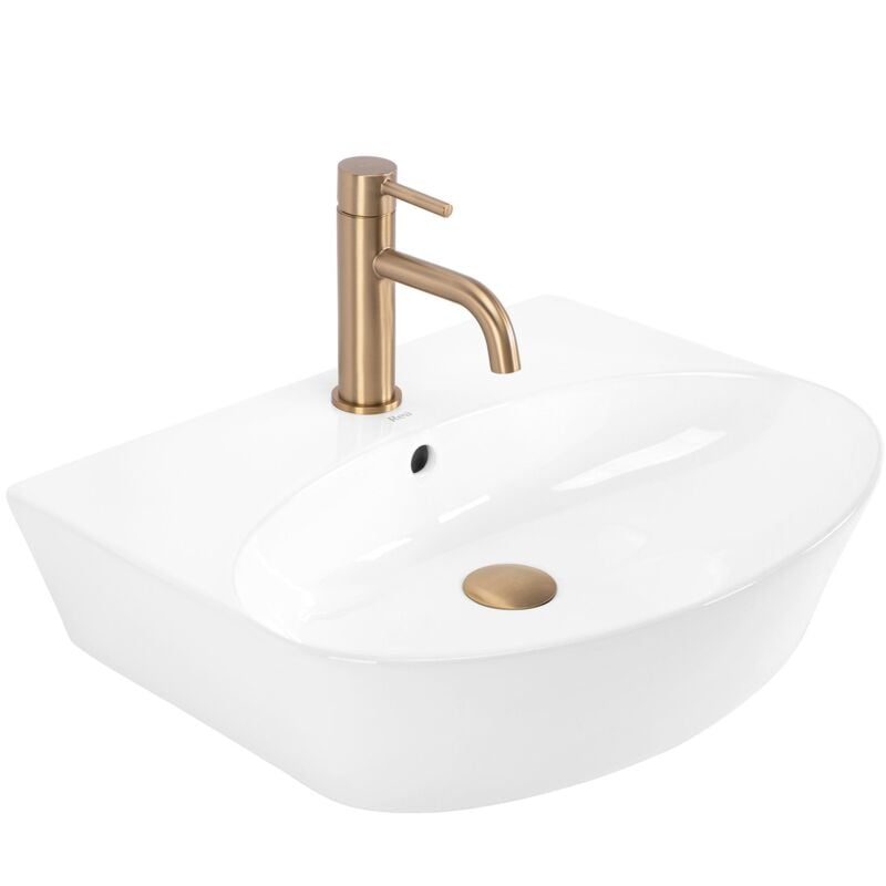 foto del prodotto rea lavabo da appoggio in ceramica kim 52 white ovale