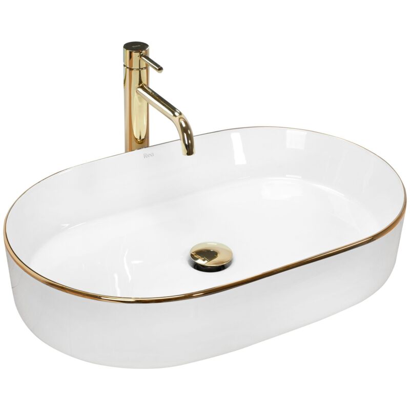 foto del prodotto rea lavabo da appoggio in ceramica nadia gold edge