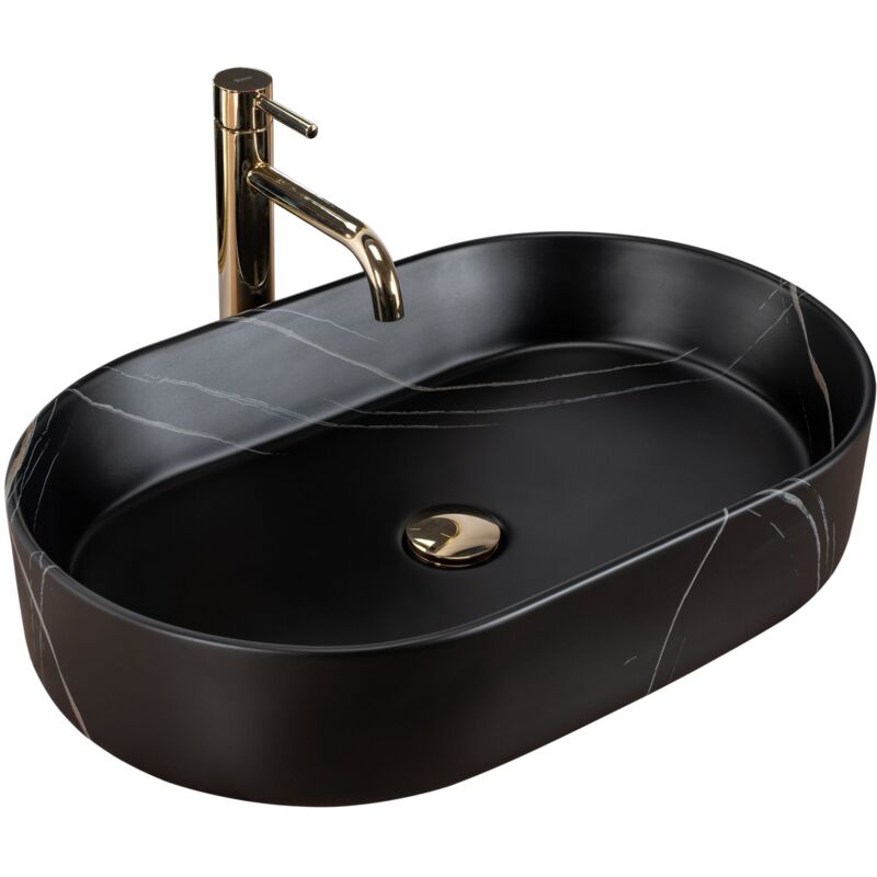 foto del prodotto rea lavabo da appoggio in ceramica nadia stone black matt