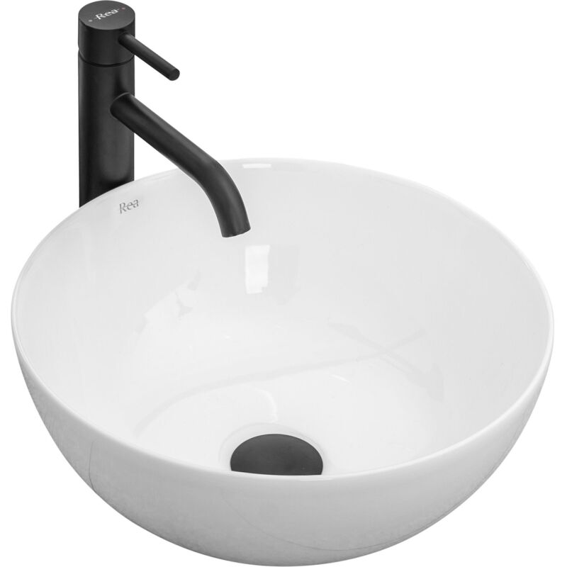 foto del prodotto rea lavabo da appoggio in ceramica stella white
