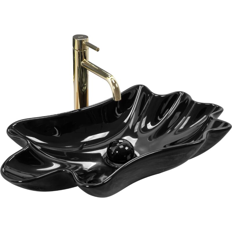foto del prodotto rea lavabo da appoggio infinity black tappo