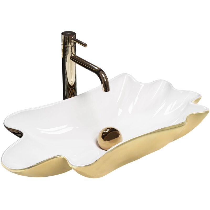 foto del prodotto rea lavabo da appoggio infinity white gold tappo