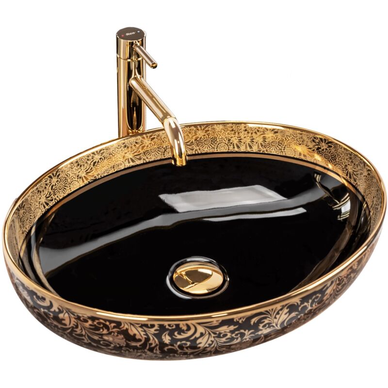 foto del prodotto rea lavabo da appoggio margot black gold
