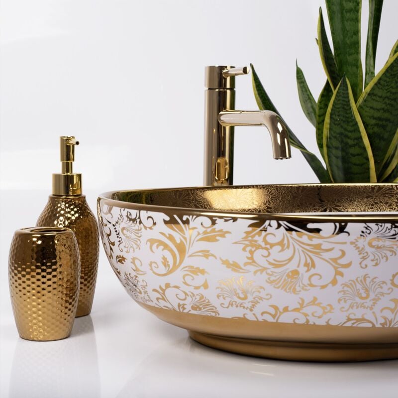 foto del prodotto rea lavabo da appoggio margot white gold