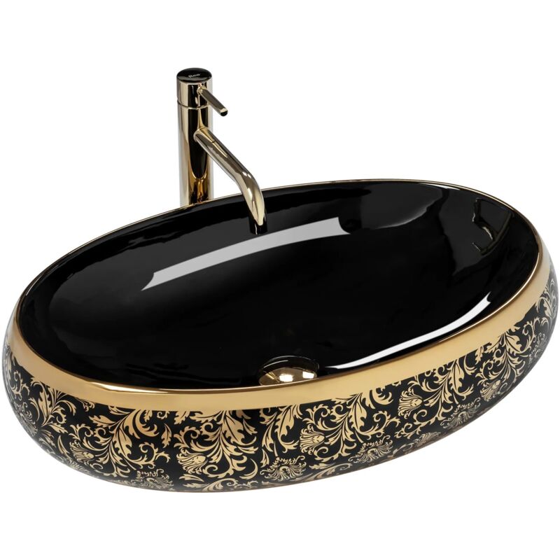 foto del prodotto rea lavabo da appoggio meryl black gold
