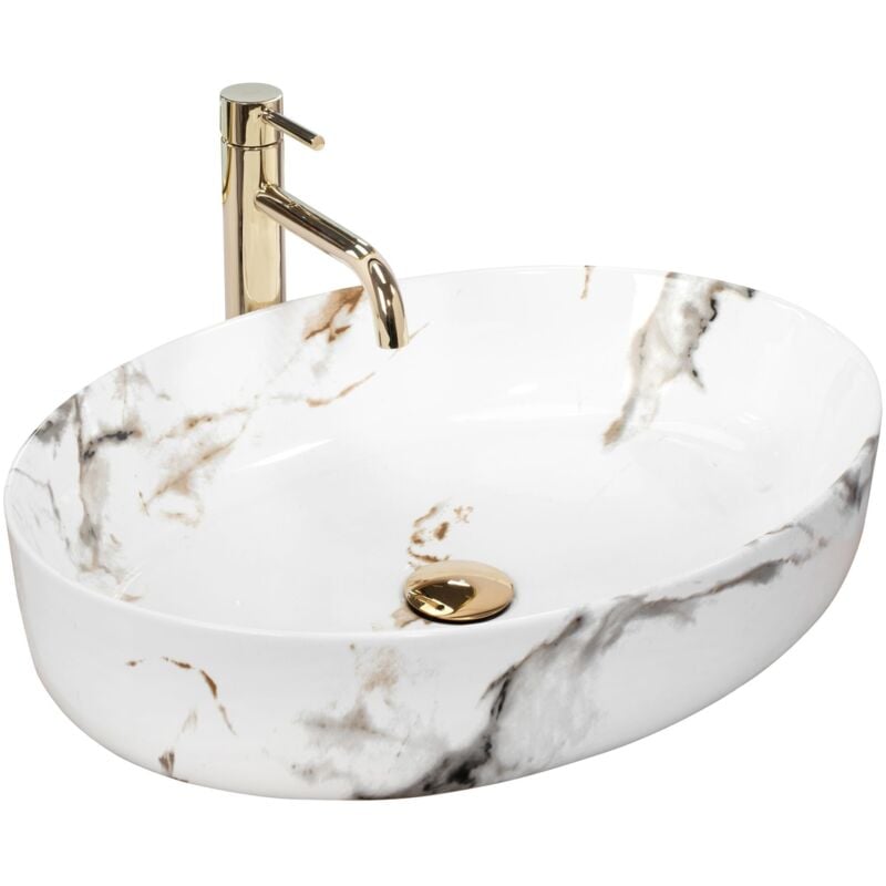 foto del prodotto rea lavabo da appoggio queen carrara shiny