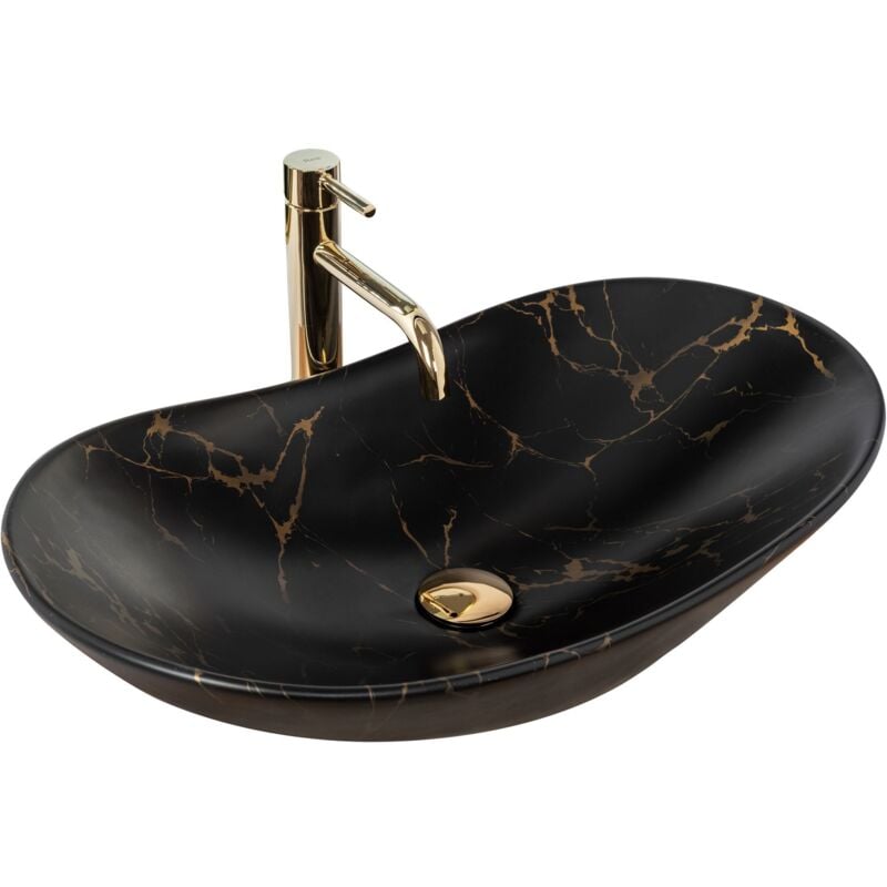 foto del prodotto rea lavabo da appoggio royal 60 black marble mat