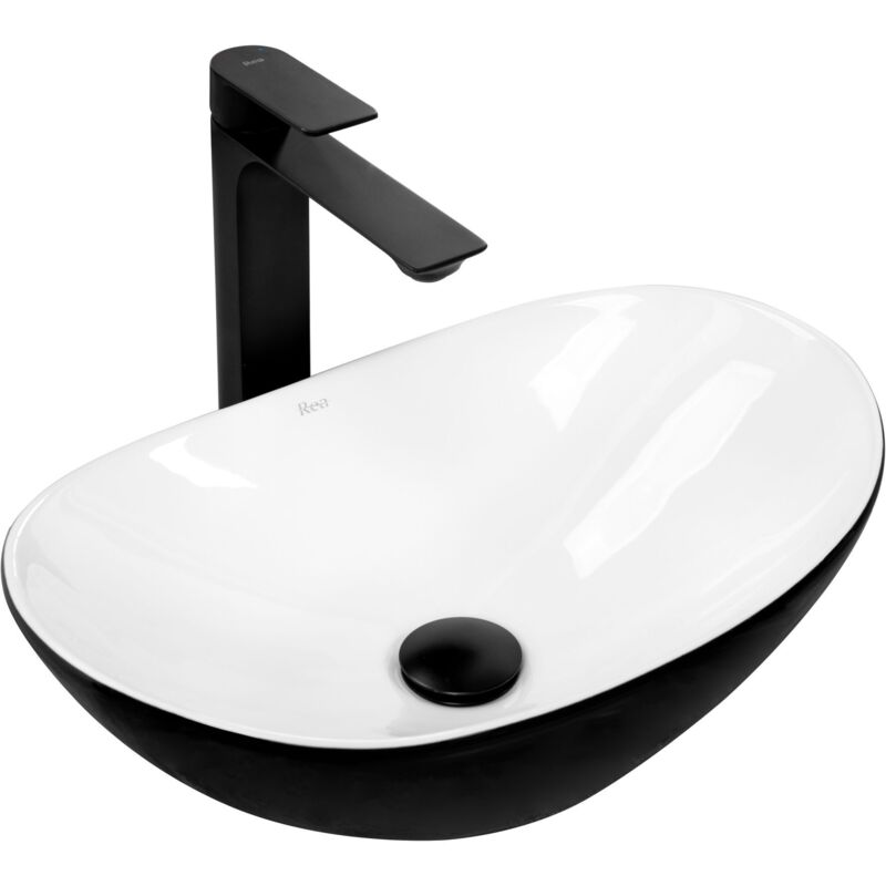 foto del prodotto rea lavabo da appoggio royal mini black white