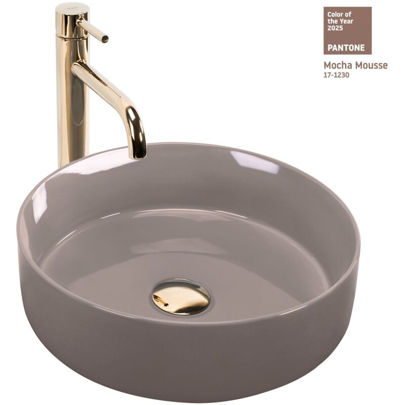 foto del prodotto rea lavabo da appoggio sami beige shiny