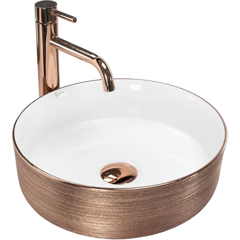 foto del prodotto rea lavabo da appoggio sami brush rose gold