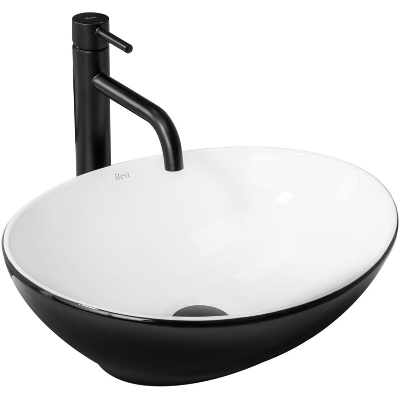 foto del prodotto rea lavabo da appoggio sofia white black