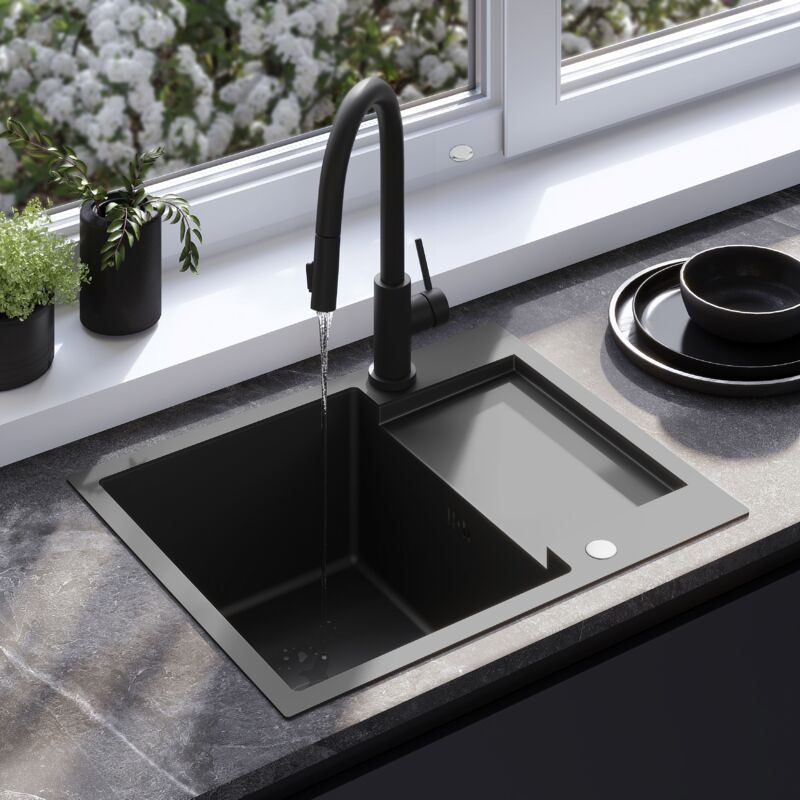 foto del prodotto rea lavello paul black rubinetto da cucina fresh black