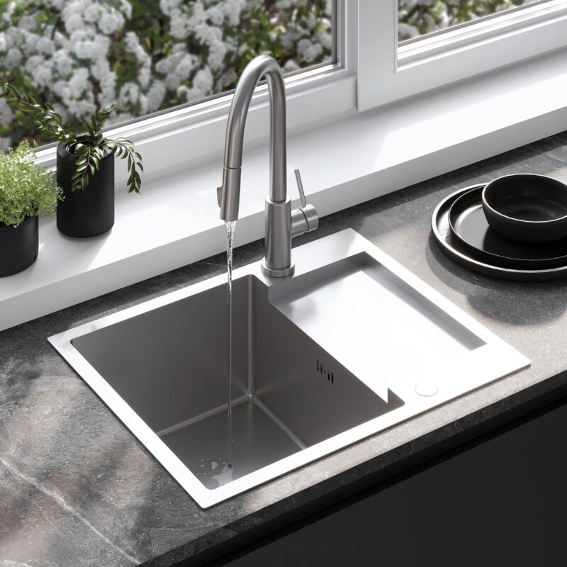 foto del prodotto rea lavello paul brush nickel rubinetto da cucina fresh nickle