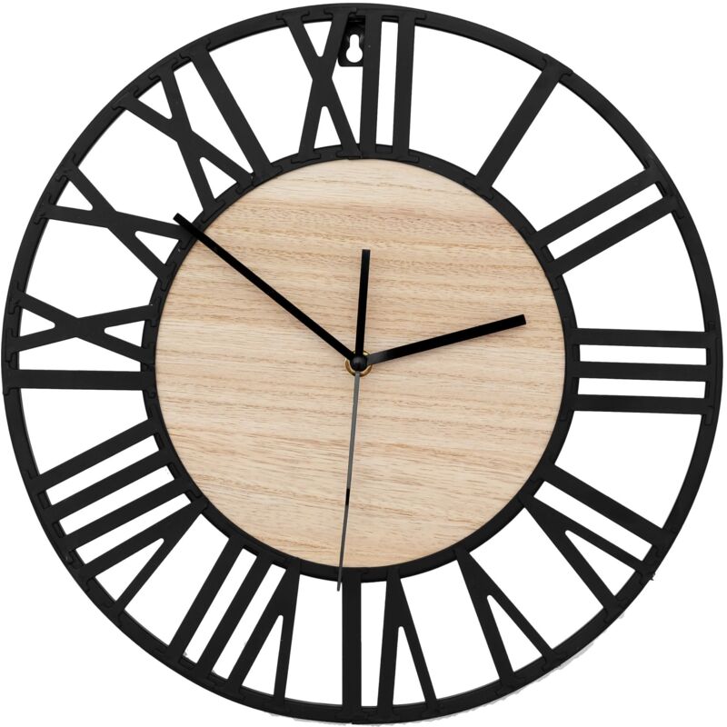 foto del prodotto rea orologio da parete loft tondo 35 cm metallo legno mc70902