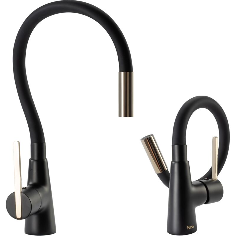 foto del prodotto rea rubinetto da cucina icon black l.gold