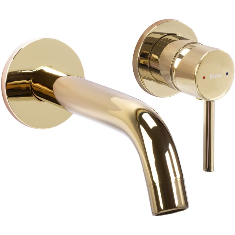 foto del prodotto rea rubinetto lavabo da parete owen gold box