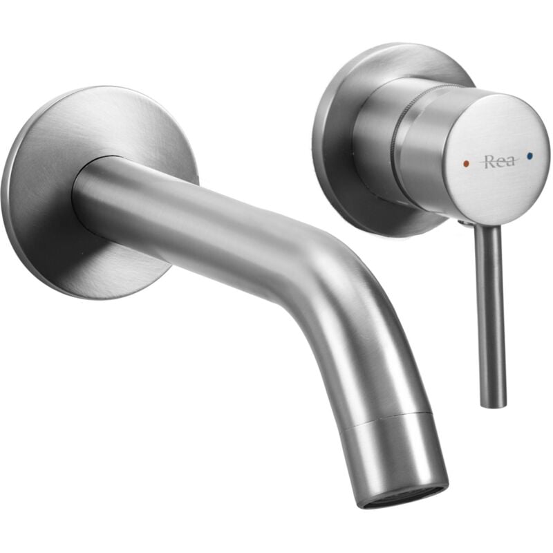 foto del prodotto rea rubinetto lavabo da parete owen nickel brush box