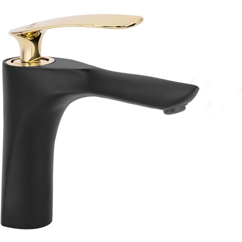 foto del prodotto rea rubinetto lavabo orbit black gold low