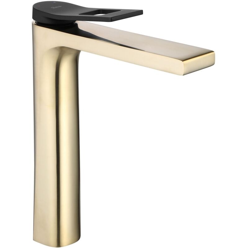 foto del prodotto rea rubinetto lavabo soul gold mat black high