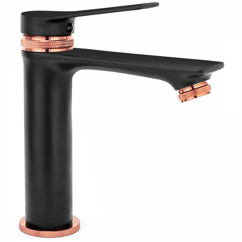 foto del prodotto rea rubinetto lavabo viral black rose gold low