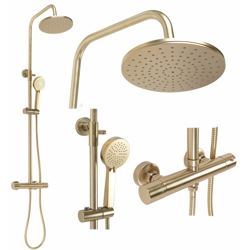 foto del prodotto rea set doccia con termostato parot brushed gold