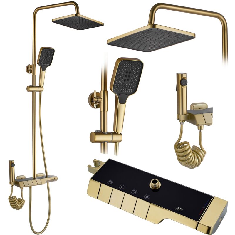foto del prodotto rea set doccia con termostato rob gold brush