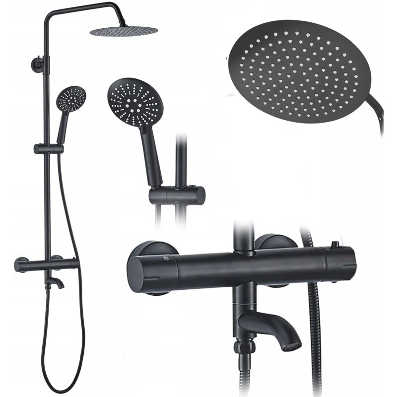 foto del prodotto rea set doccia da incasso con termostatato lungo black