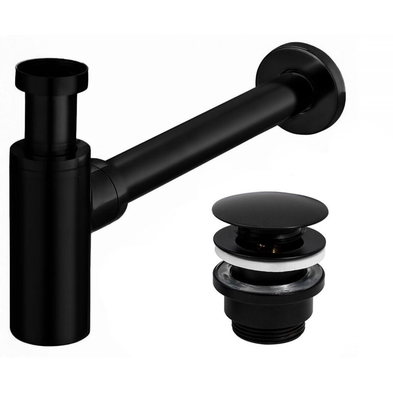 foto del prodotto rea sifone per lavabo klik klak universale black mat